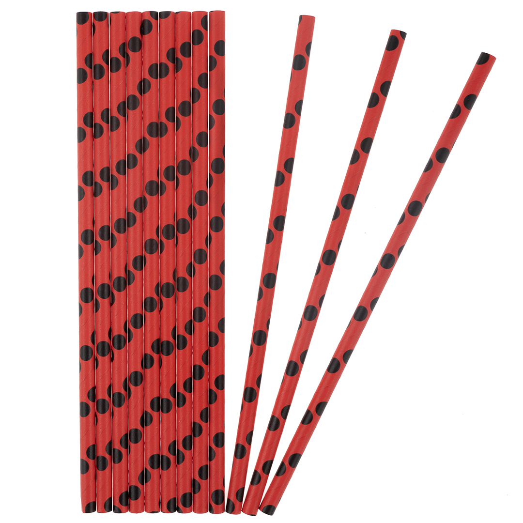Трубочки для коктейлей, Конфетти, Красный/Черный, 12 шт. в упак. 