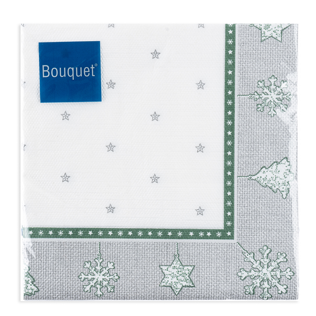 Сервировочные салфетки, Новогодний гобелен, Серебро, 33*33 см, 20 шт.