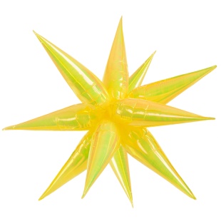 Шар 3D (26''/66 см) Звезда, Составная, Желтый, Хамелеон, 1 шт. в уп.