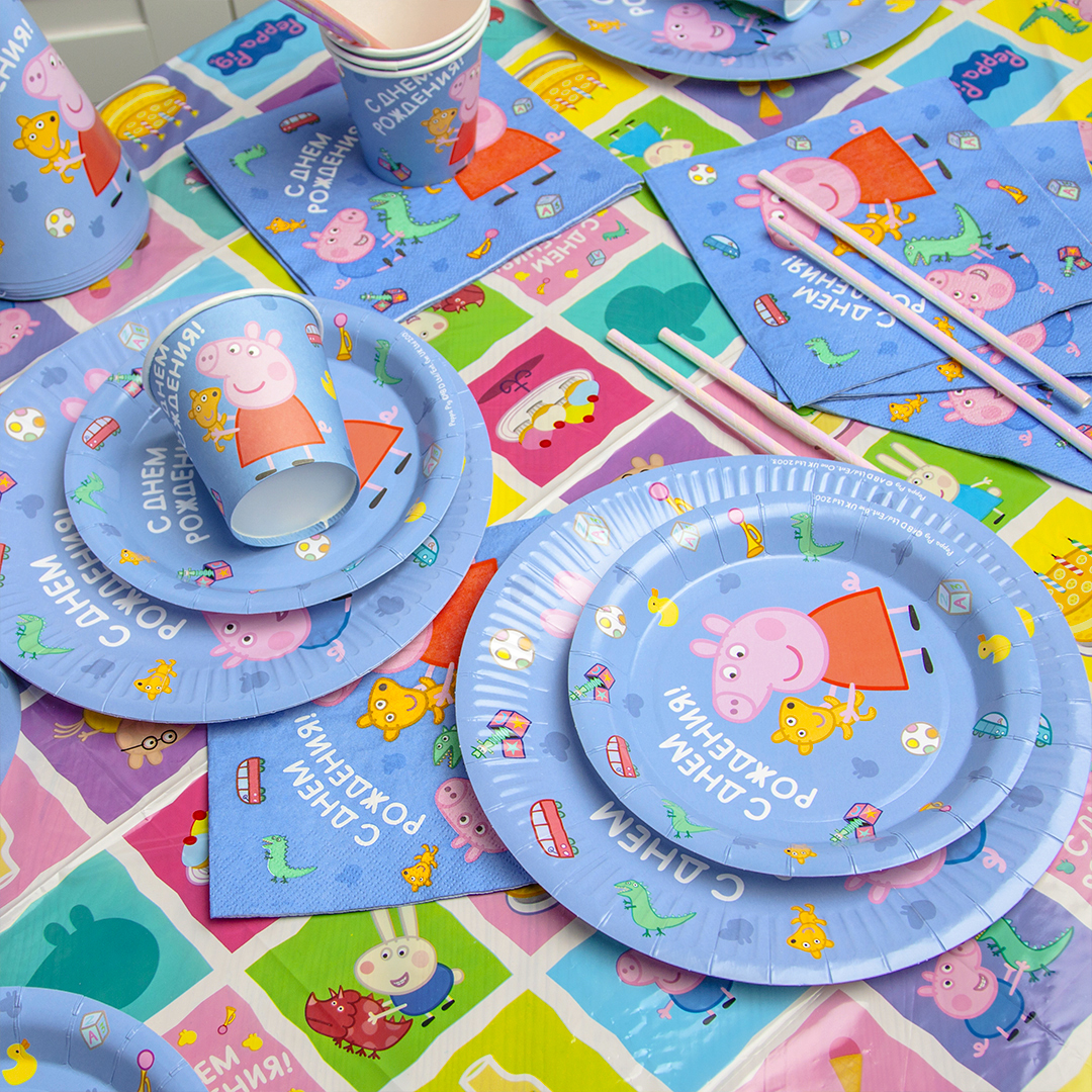 Скатерть одноразовая, Свинка Пеппа, 120*180 см, 1 шт.