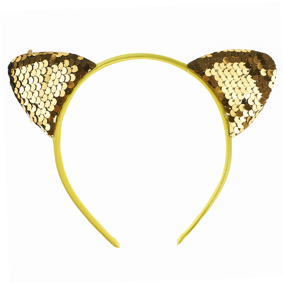 Ободок Кошка, с пайетками, Золото, 1 шт. 