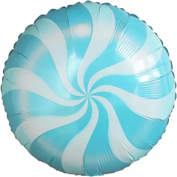 Шар (18''/46 см) Круг, Леденец, Голубой, 1 шт.