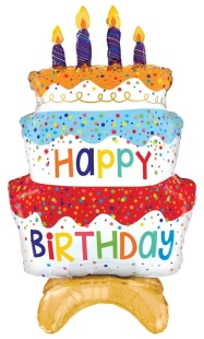 Шар 3D (39''/99 см) Фигура на подставке, Торт на День Рождения, 1 шт. в уп.