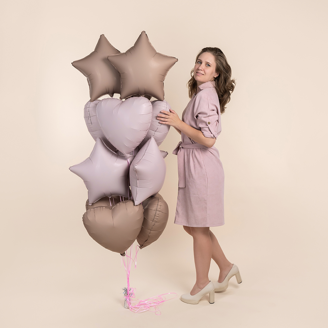 Шар (18''/46 см) Сердце, Пыльная роза, Сатин, 1 шт.