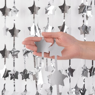 Занавес Звезда, Серебро, Металлик, 100*200 см, 1 шт.