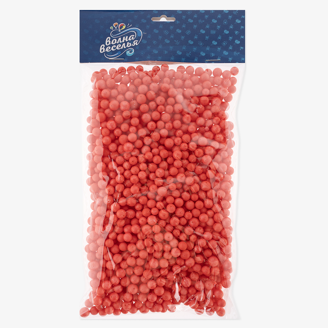 Шарики пенопласт, Красный, 6-8 мм, 10 гр.