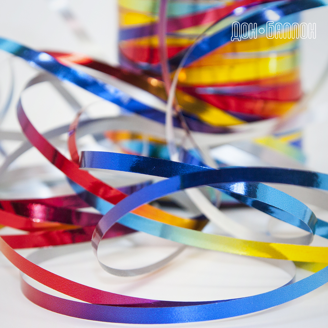 Лента полипропиленовая (0,5 см*250 м) Радужный, Металлик, 1 шт.