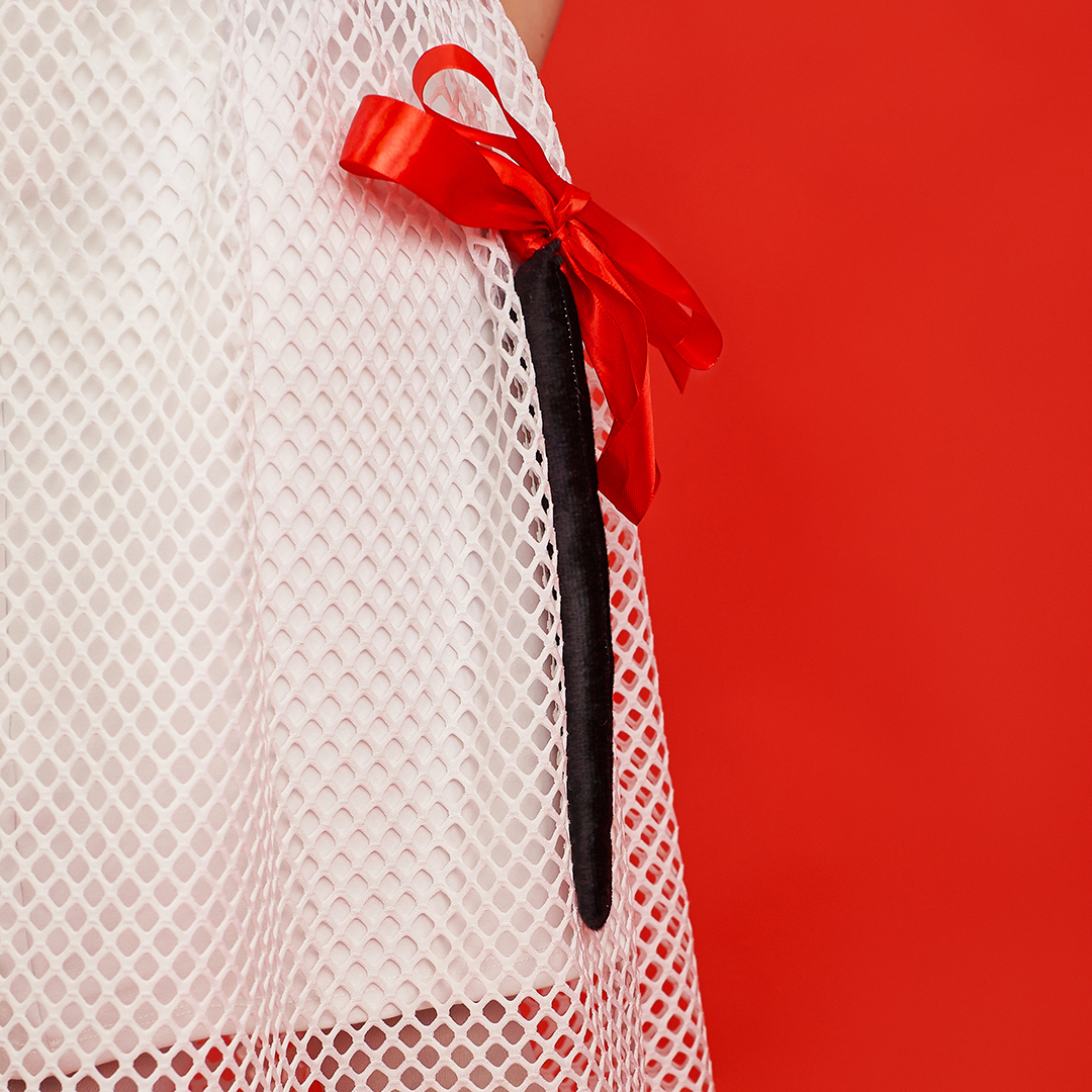 Набор (ушки, бантик, хвостик), Котик, Черный/Белый, 1 шт. 