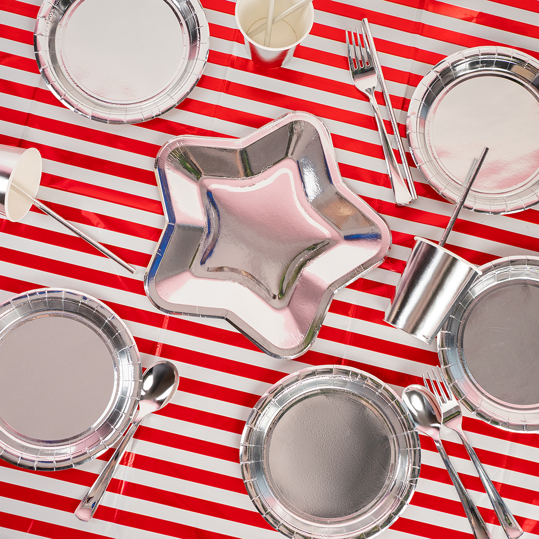 Тарелки (7''/18 см) Серебро, Металлик, 6 шт.