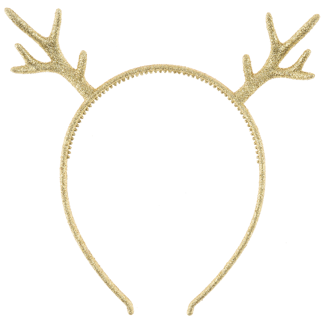 Ободок, Оленьи рожки, Золото, с блестками, 1 шт. 
