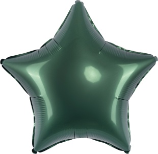 Шар (18''/46 см) Звезда, Темно-зеленый, Сатин, 1 шт.