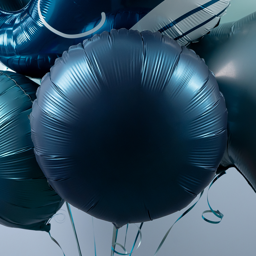 Шар (18''/46 см) Круг, Индиго, Сатин, 1 шт.