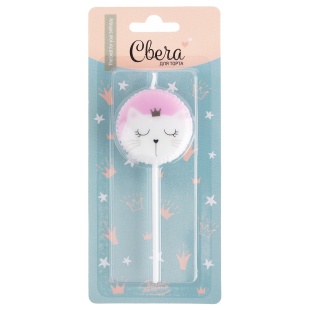 Свеча Фигура, Котенок Принцесса, 4,5*4,5 + 7 см, 1 шт. с держат.