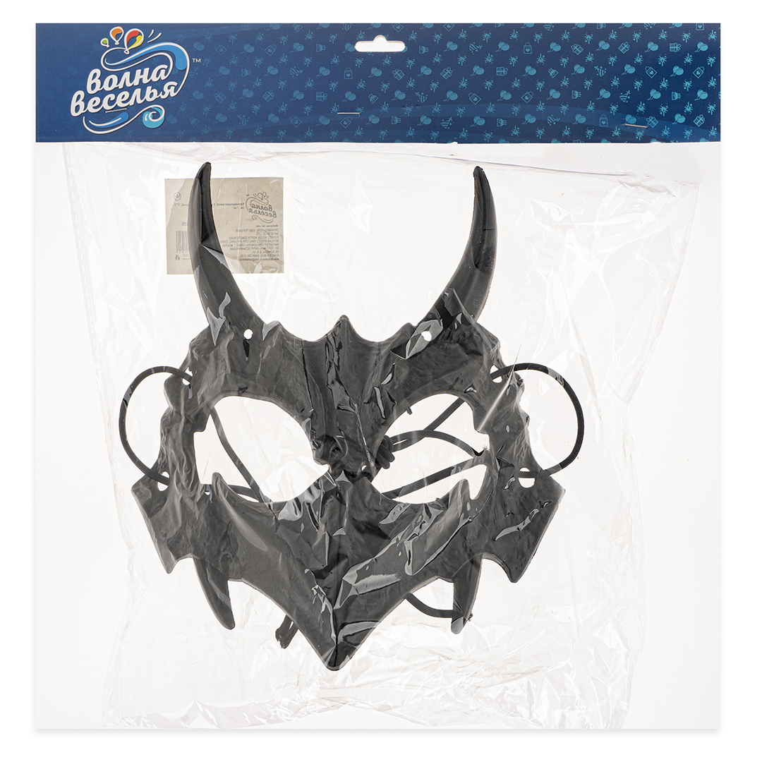 Карнавальная маска, Костяной демон, Черный, 18*20 см, 1 шт. 