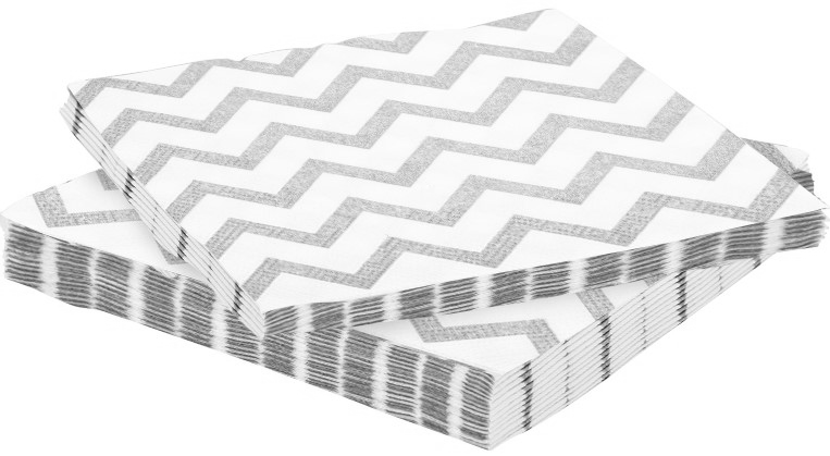 Сервировочные салфетки, Белые зигзаги, Серебро, 33*33 см, 20 шт.