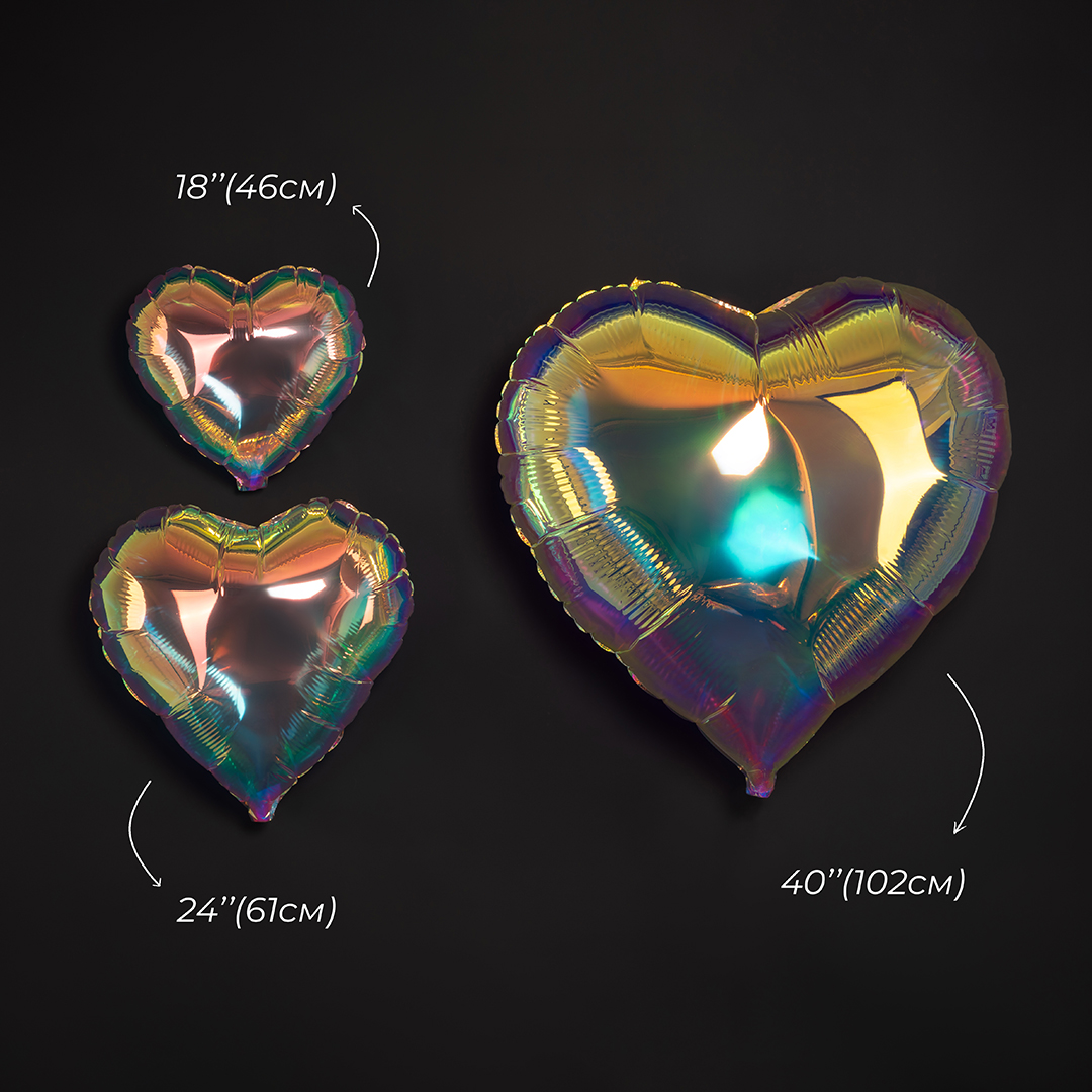 Шар (24''/61 см) Сердце, Зеркальный, Хамелеон, 1 шт. в уп.