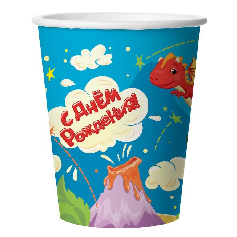 Тарелки (7''/18 см) Динозаврики, С Днем Рождения!, 6 шт.
