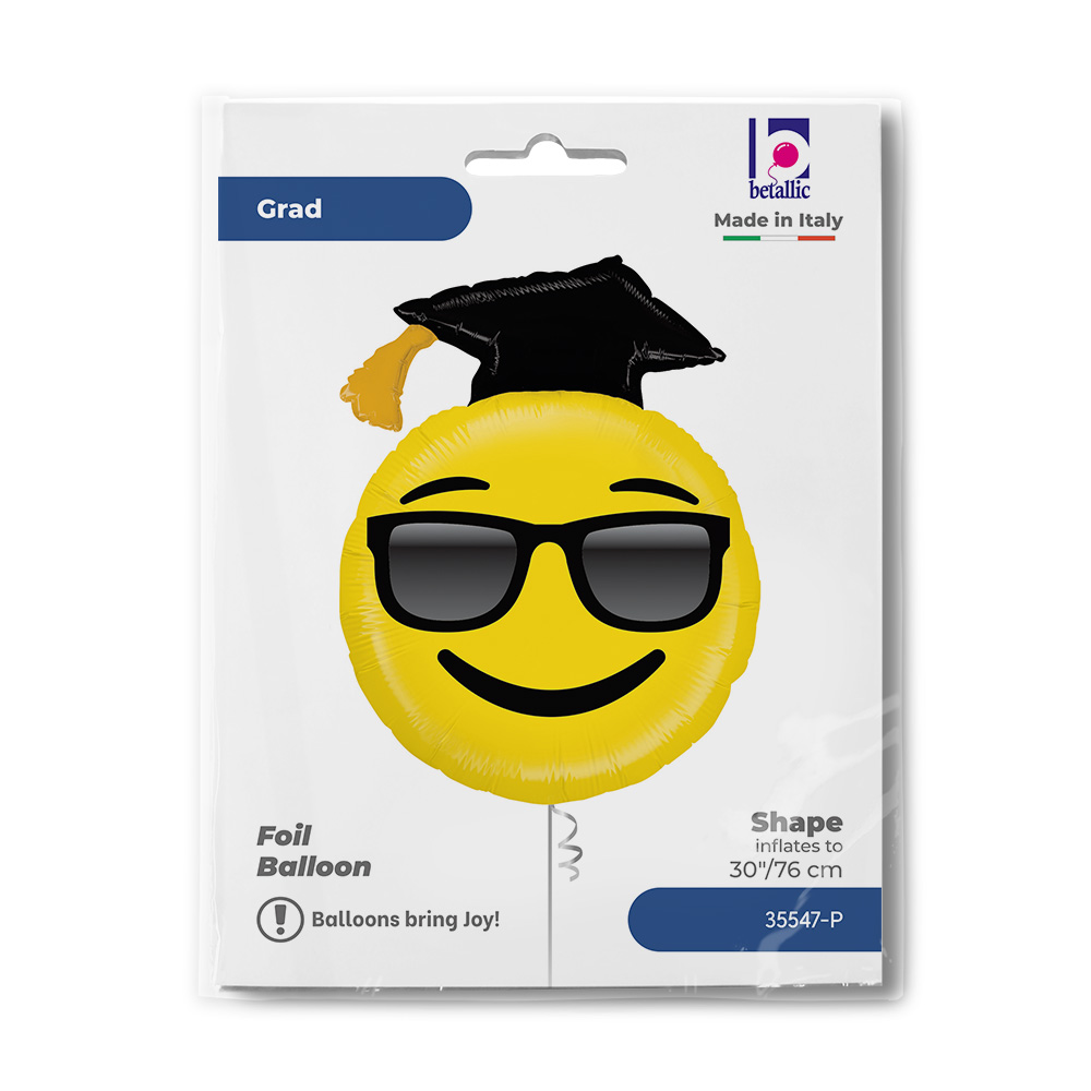 Шар (30''/76 см) Фигура, Смайл Выпускник, 1 шт. в уп.