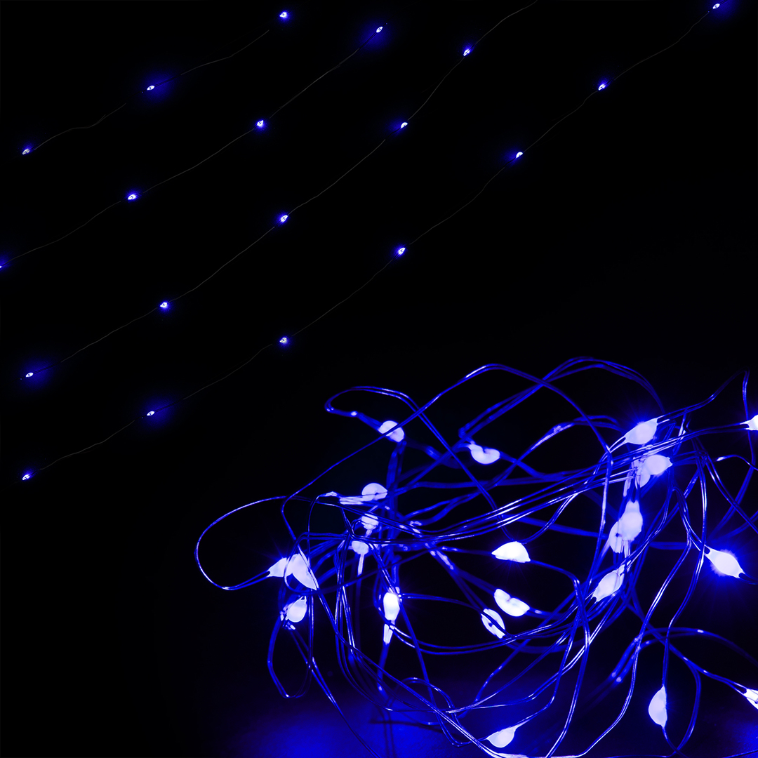 Светодиодная гирлянда, Роса 50 Led, IP14, 5 м. Синий, 1 шт.