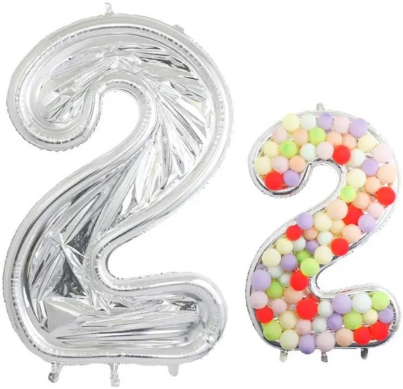 Шар (65''/165 см) Цифра, 2 Каркасная, 1 шт. в уп.