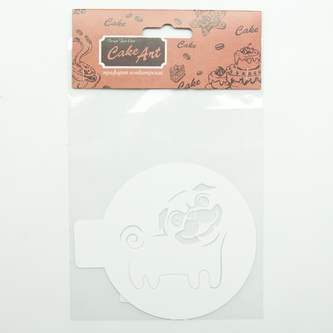 Трафарет, Круг, Мопс, 10*10 см, 1 шт.