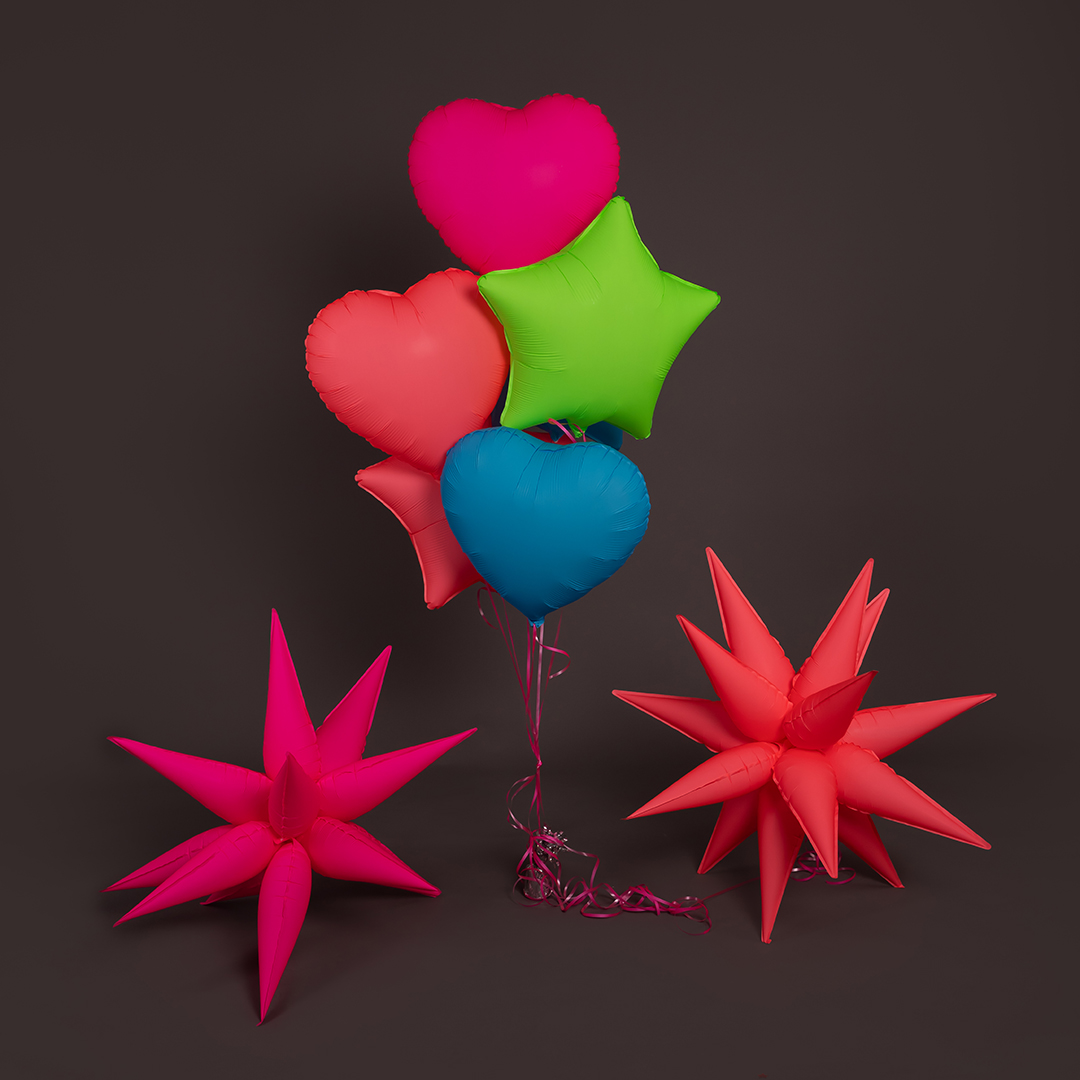 Шар (18''/46 см) Сердце, Синий, Неон, 1 шт.