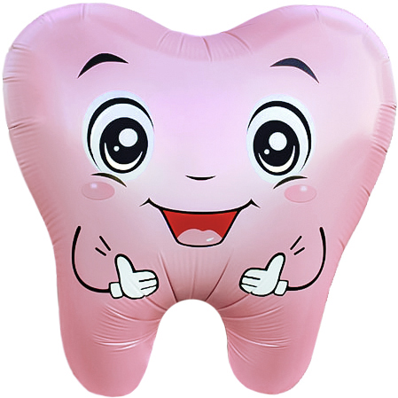 Шар (21''/53 см) Фигура, Милый Зубик, Розовый, 1 шт.