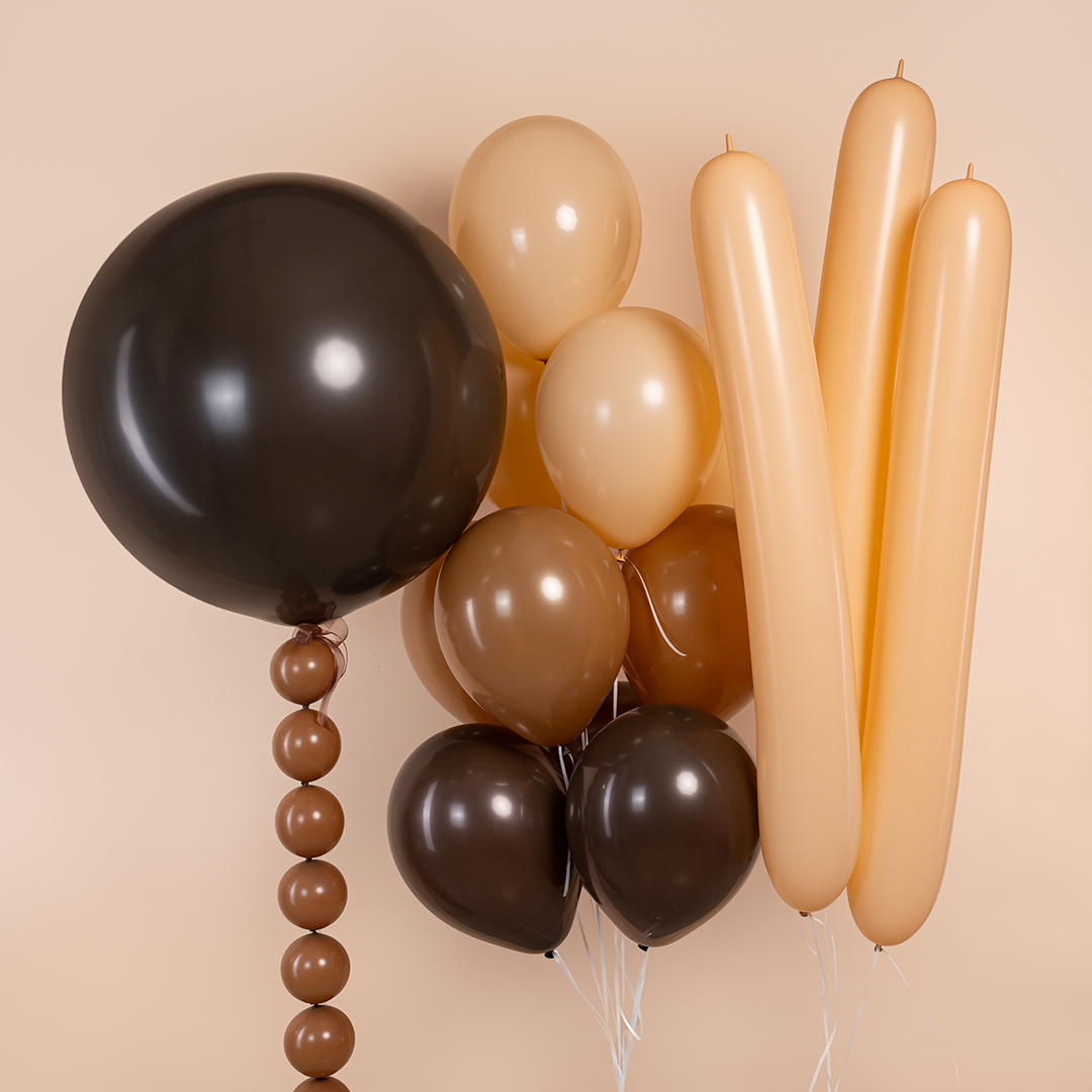 Шар (24''/61 см), Шоколадный (076), пастель, 3 шт.