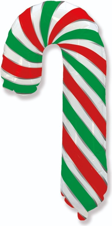 Шар (39''/99 см) Фигура, Леденец трость, Красный/Зеленый, 1 шт.