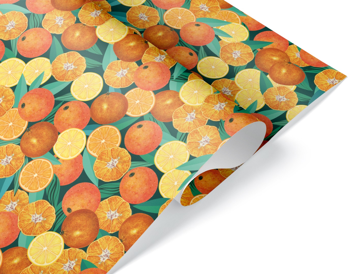 Упаковочная бумага 80гр (0,7*1 м) Мандаринки, 10 шт.