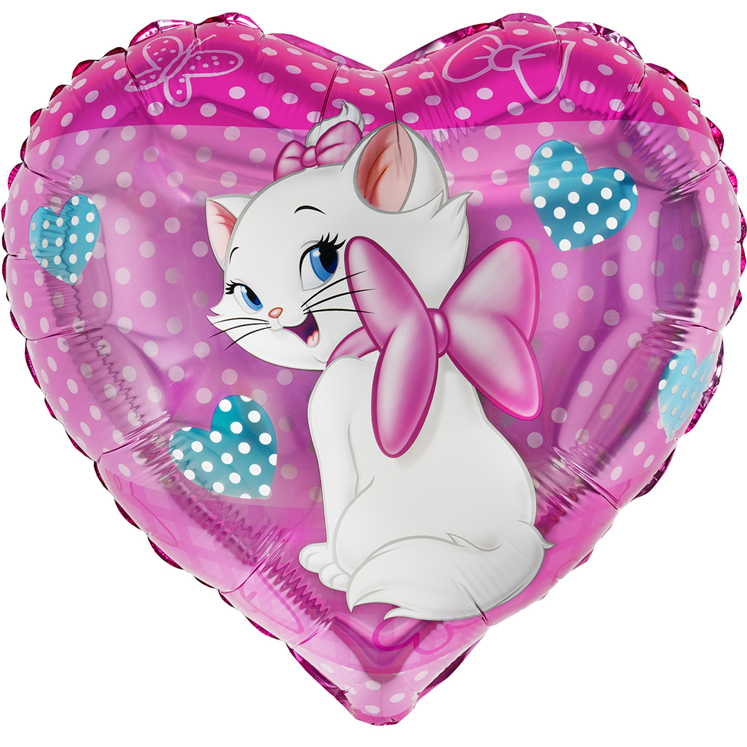 Шар (18''/46 см) Сердце, Кошечка Мари, 1 шт.