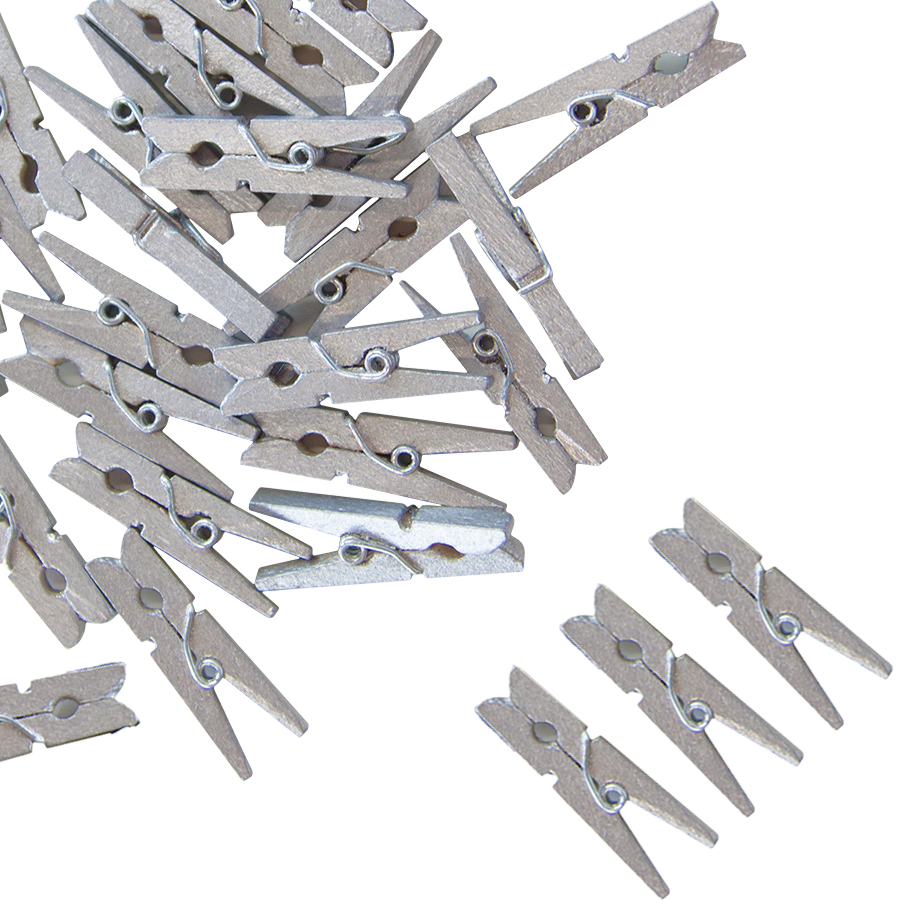 Декоративные прищепки, 3 см. Серебро, 24 шт.