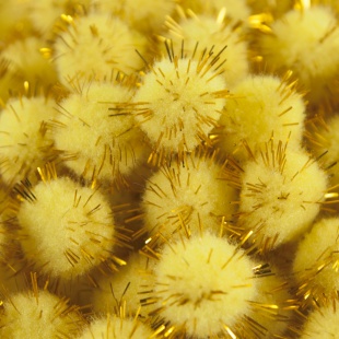 Декоративное украшение Помпончики с люрексом, 1,5 см. Желтый/Золото, 100 шт.