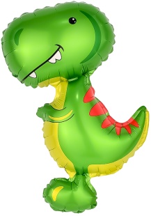 Шар с клапаном (17''/43 см) Мини-фигура, Динозавр Тираннозавр, 5 шт. в уп. (цв.этик.)