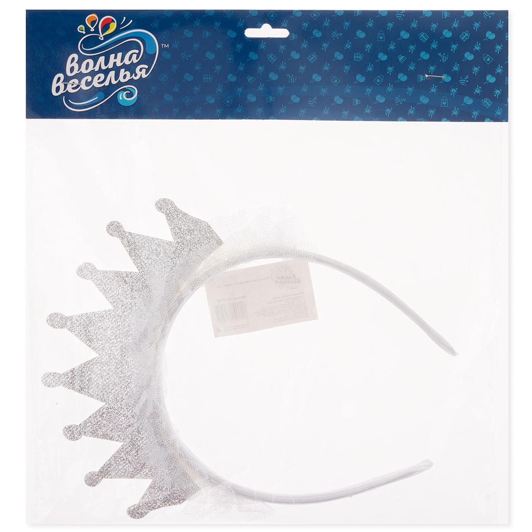 Ободок, Сверкающая корона, Серебро, с блестками, 1 шт. 