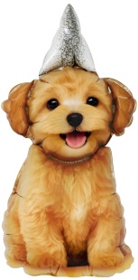 Шар с клапаном (17''/43 см) Мини-фигура, Песик в колпачке, 5 шт. в уп.