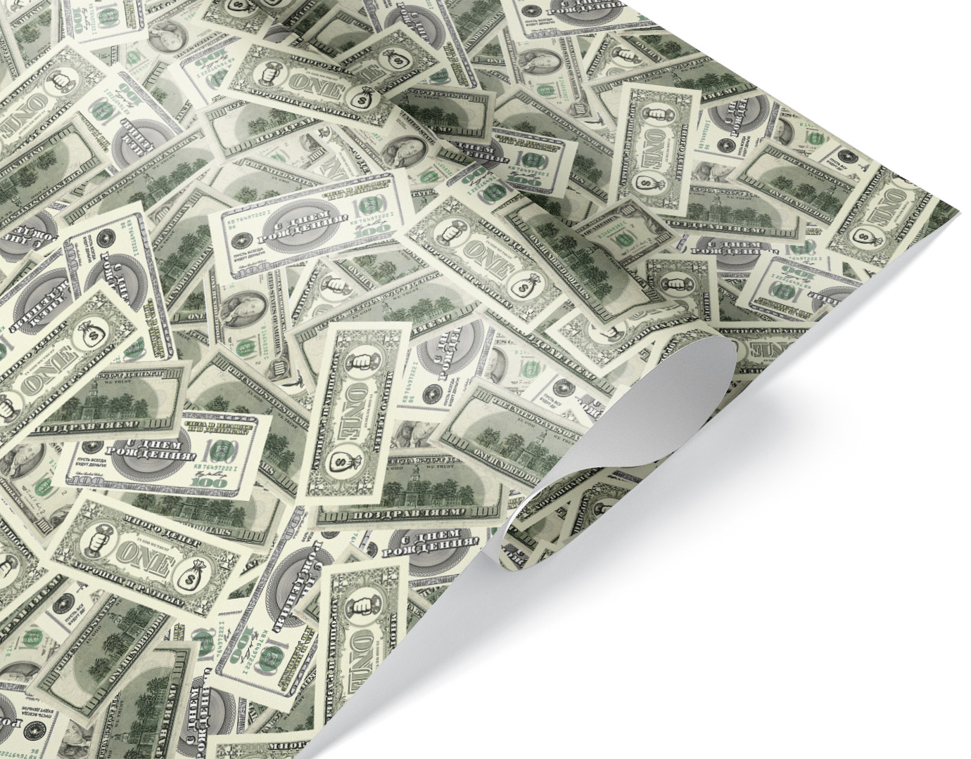 Упаковочная бумага 80гр (0,7*1 м) Деньги, 10 шт.