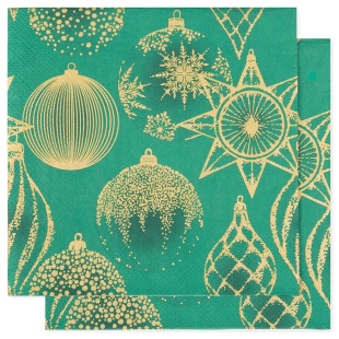 Сервировочные салфетки, Золотые украшения, Зеленый, 33*33 см, 20 шт.