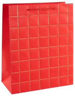 Пакет подарочный, 210гр, Золотые квадраты, Дизайн №2, Красный, Металлик, 44*31*12 см, 1 шт.