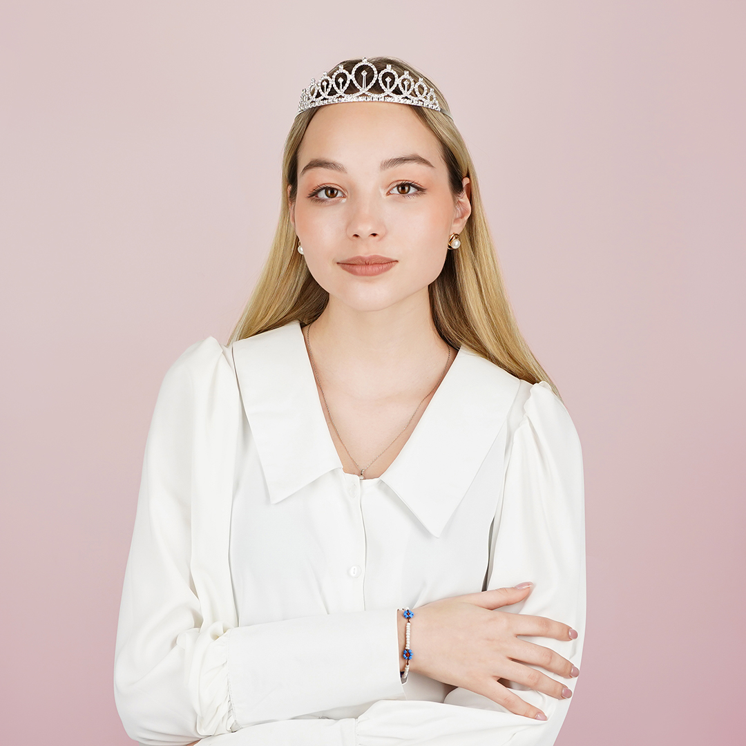 Ободок Корона, Мисс Совершенство, металл, Серебро, 1 шт. 