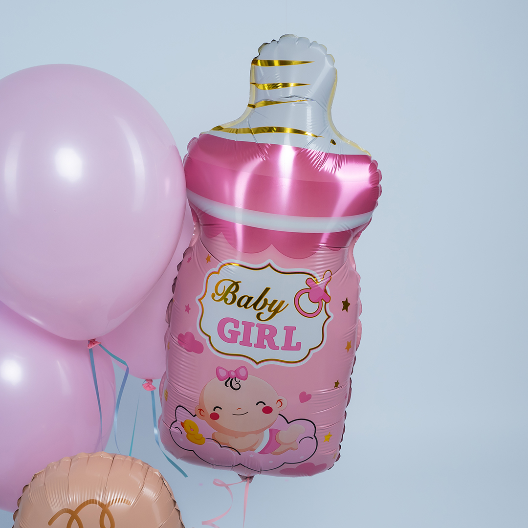 Шар (29''/74 см) Фигура, Бутылочка для девочки, Розовый, 1 шт.