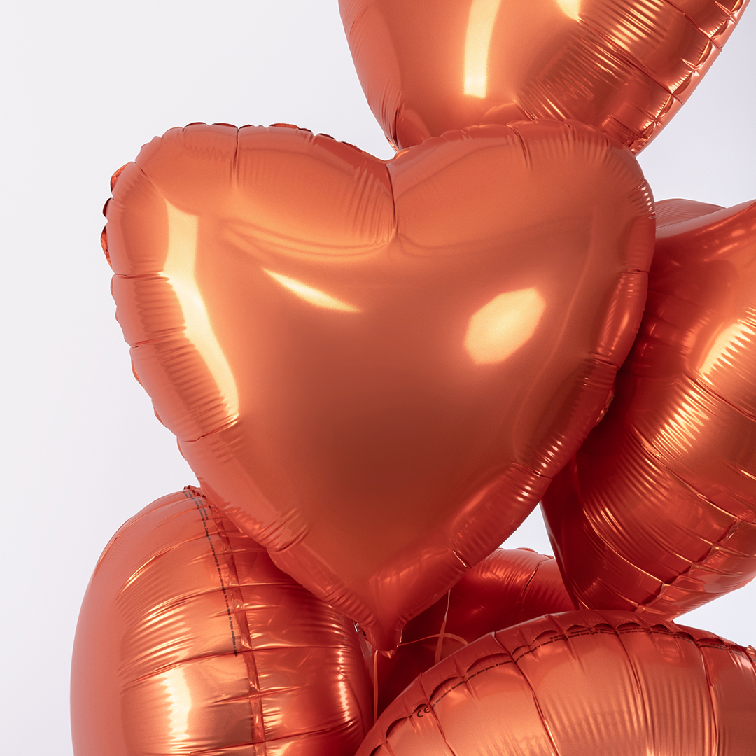 Шар (18''/46 см) Сердце, Оранжевый, Сатин, 1 шт.