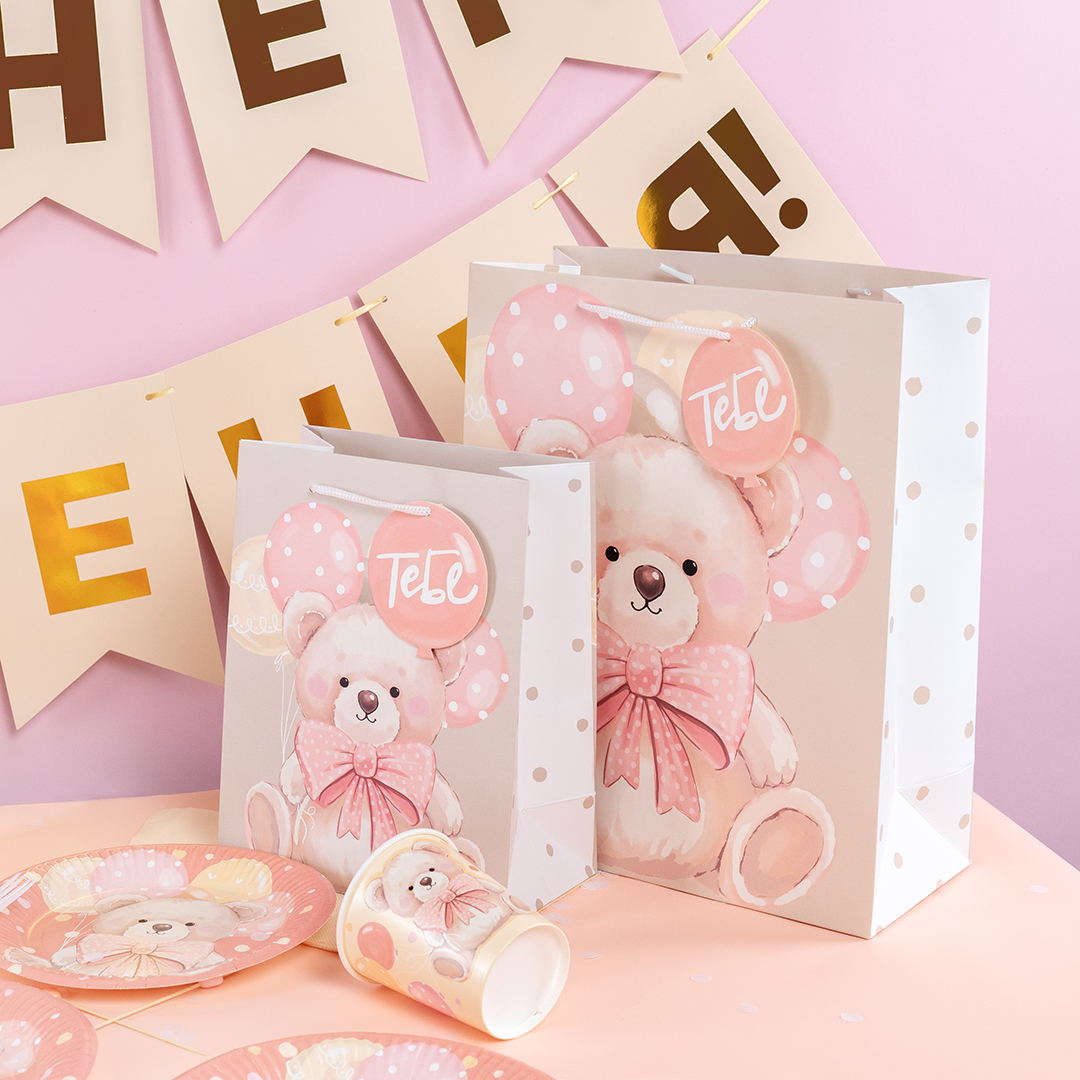 Пакет подарочный, 210гр, Милый мишка, 23*18*10 см, 1 шт.