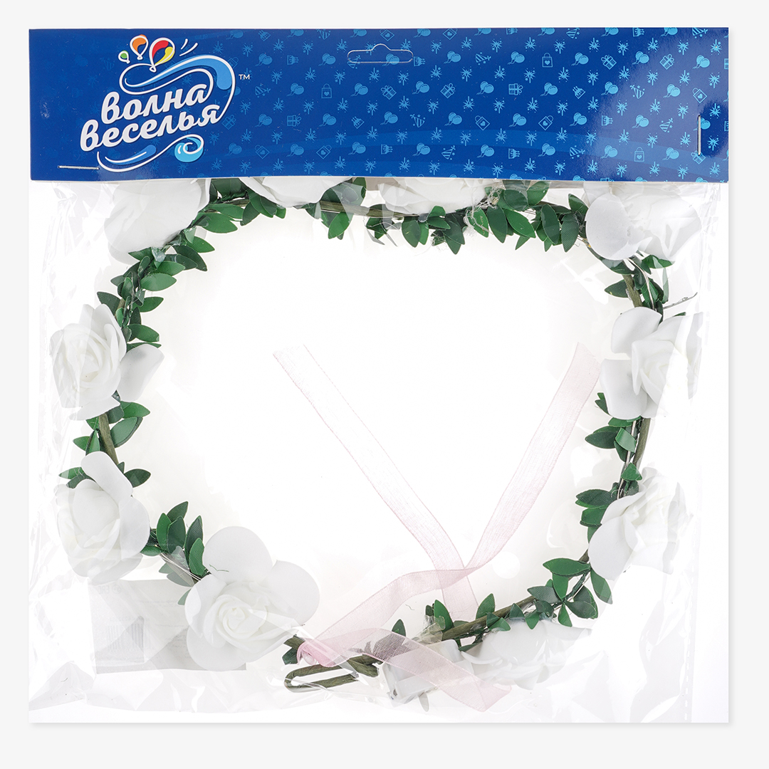 Светодиодный венок из цветов, Белый, 20 см, 1 шт. 