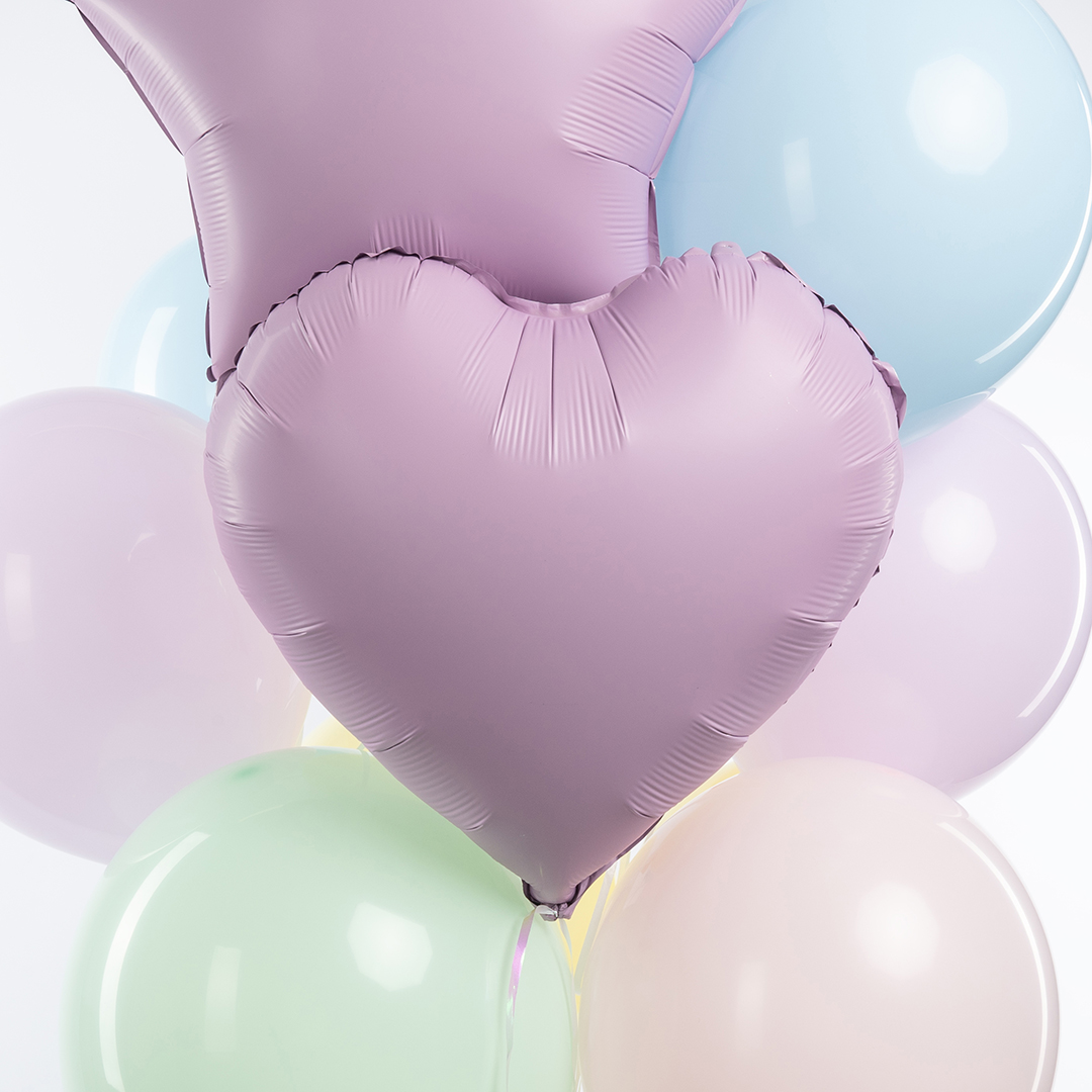 Шар (18''/46 см) Сердце, Сиреневый, Сатин, 1 шт.
