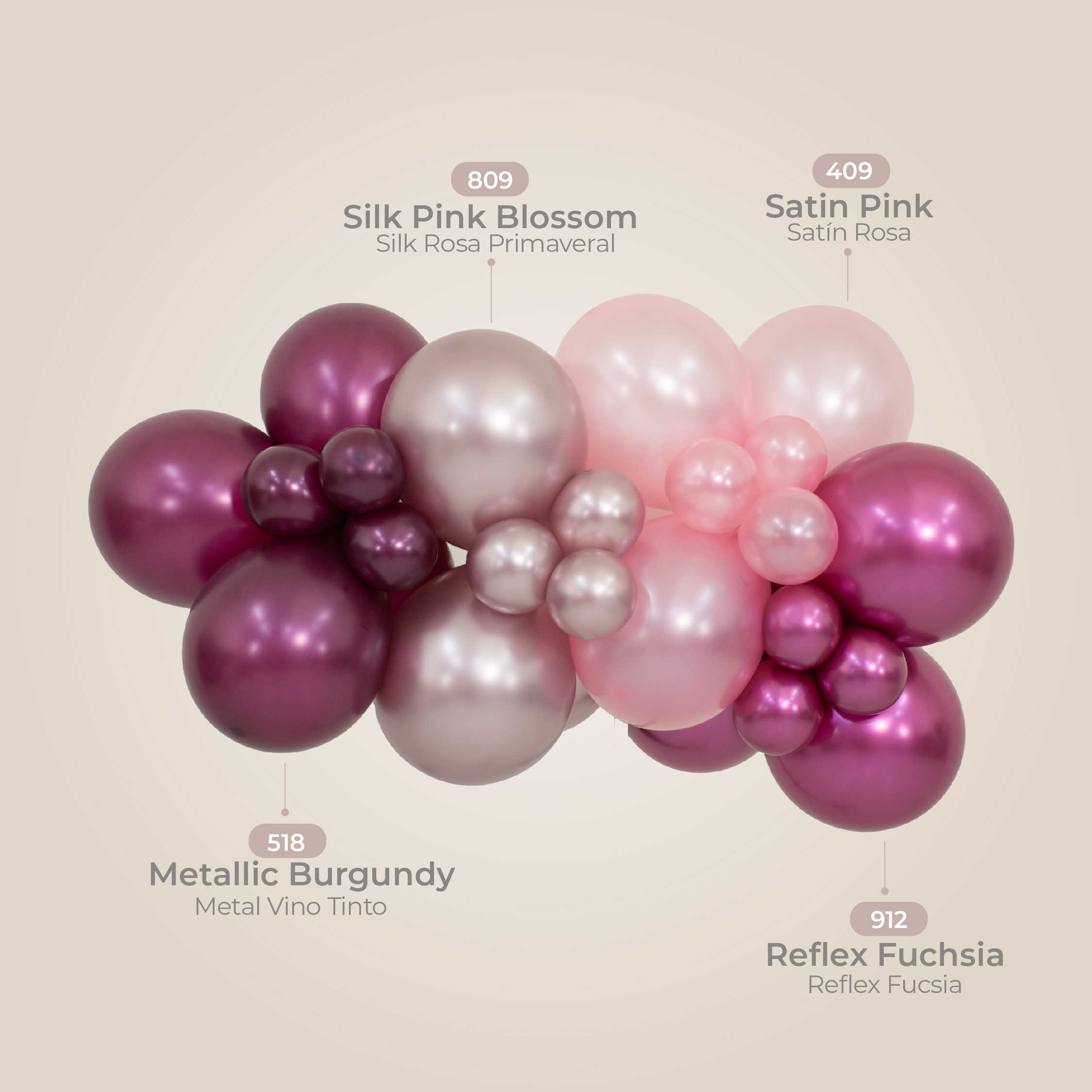 Шар (12''/30 см), Розовый (409), перламутр, 50 шт.