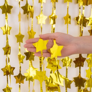 Занавес Звезда, Золото, Металлик, 100*200 см, 1 шт.