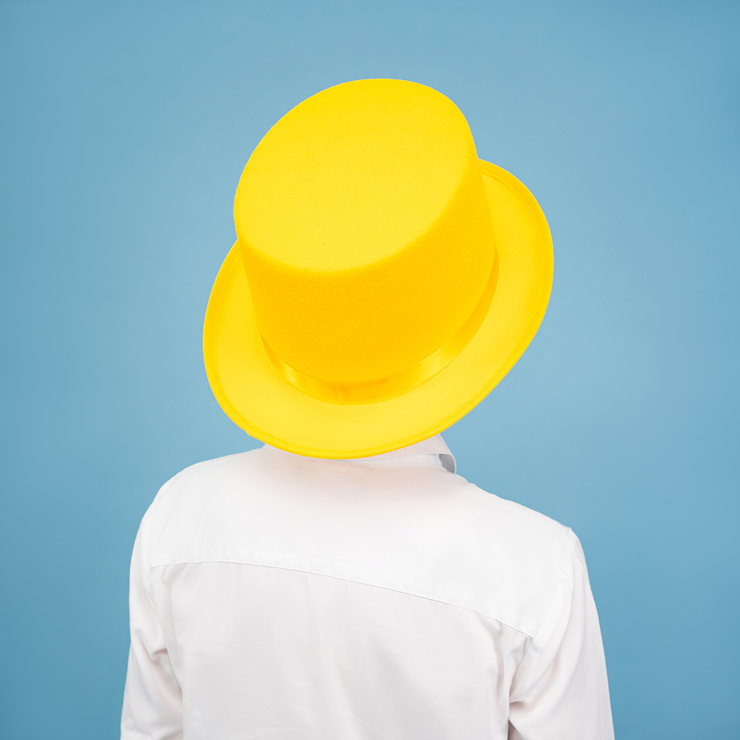 Шляпа, Цилиндр, фетр, Желтый, 56-58 разм., 1 шт. 