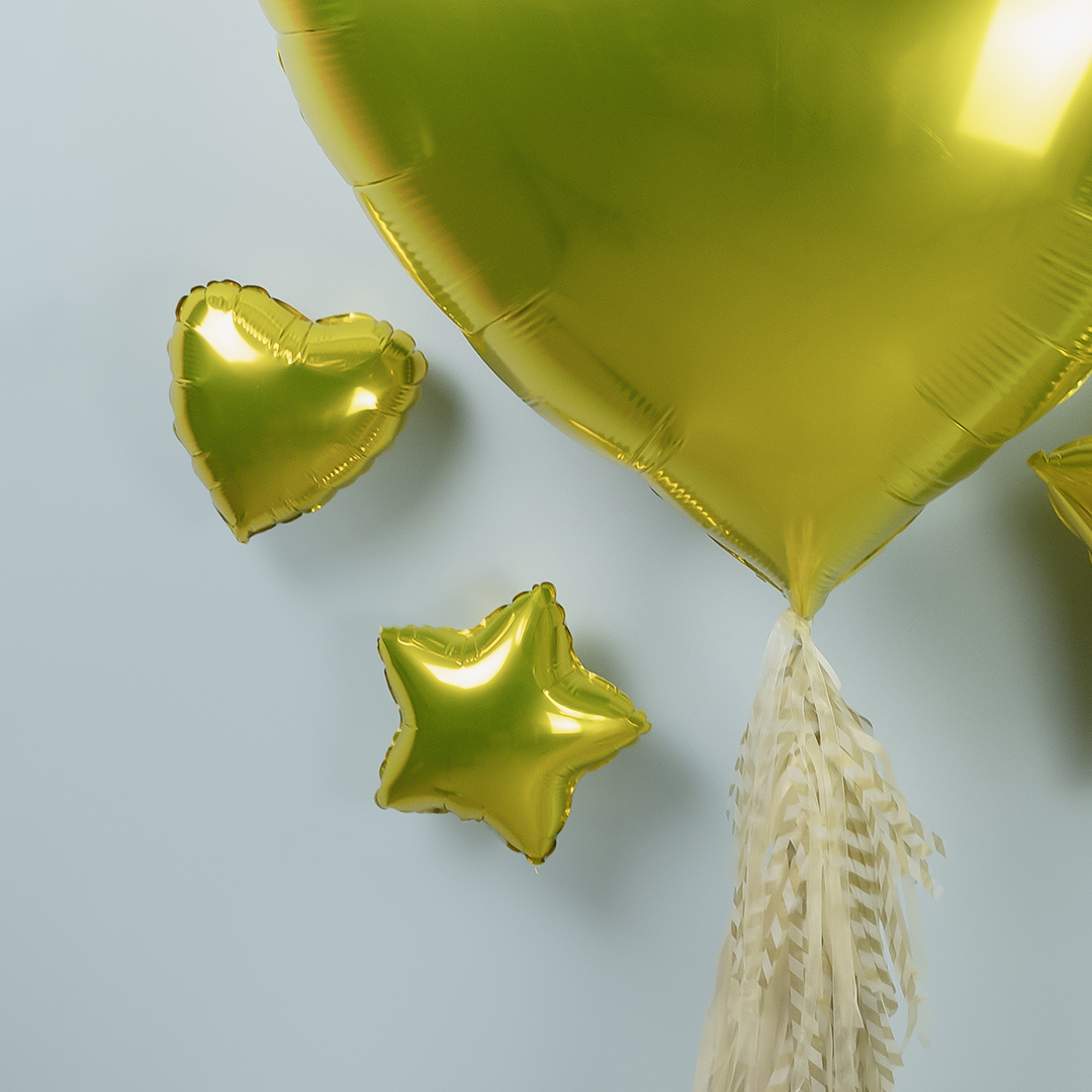 Шар (9''/23 см) Мини-звезда, Желтый, 1 шт.