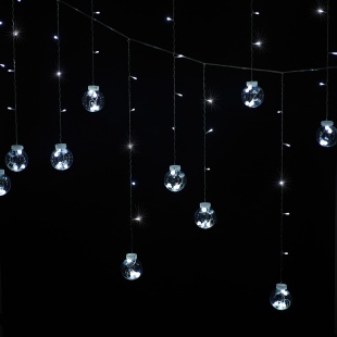 Светодиодная гирлянда Лампочки, 108 LED, 12 фигур, 8 режимов, IP 14, 1*3,5 м. Белый, 1 шт.